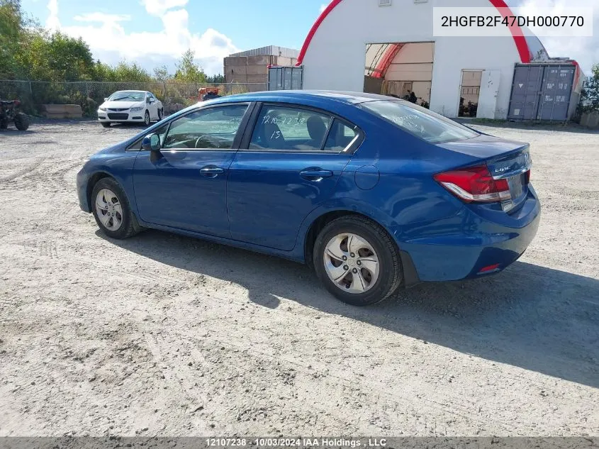 2013 Honda Civic Sdn VIN: 2HGFB2F47DH000770 Lot: 12107238