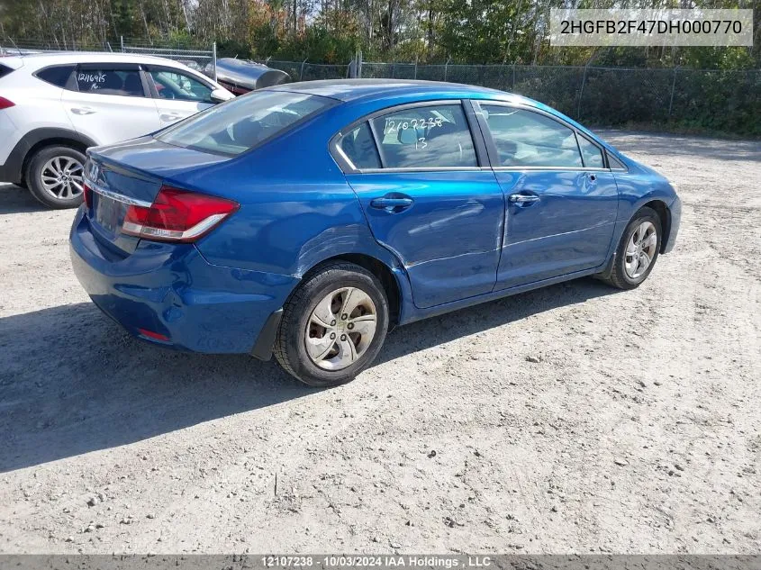 2013 Honda Civic Sdn VIN: 2HGFB2F47DH000770 Lot: 12107238