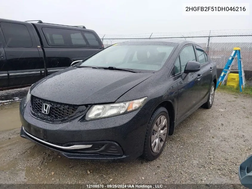 2013 Honda Civic VIN: 2HGFB2F51DH046216 Lot: 12108570