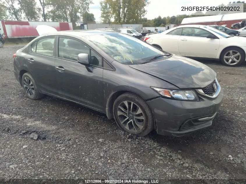 2013 Honda Civic Sdn VIN: 2HGFB2F54DH029202 Lot: 12112886