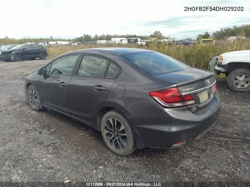 2013 Honda Civic Sdn VIN: 2HGFB2F54DH029202 Lot: 12112886