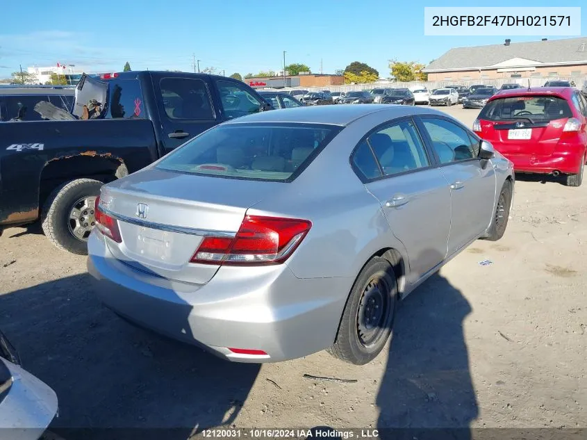 2013 Honda Civic Sdn VIN: 2HGFB2F47DH021571 Lot: 12120031