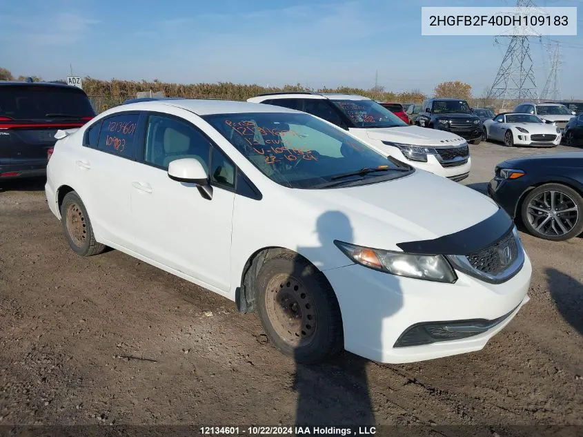 2013 Honda Civic Lx VIN: 2HGFB2F40DH109183 Lot: 12134601