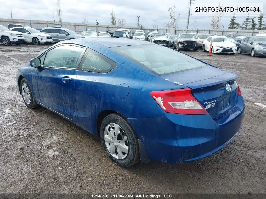 2013 Honda Civic Cpe VIN: 2HGFG3A47DH005434 Lot: 12145192