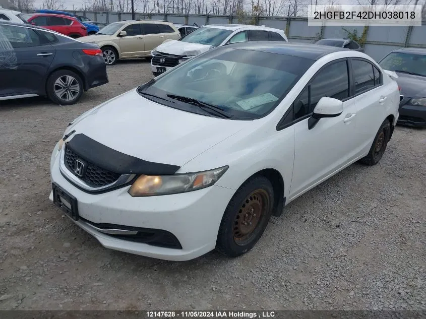 2013 Honda Civic Sdn VIN: 2HGFB2F42DH038018 Lot: 12147628