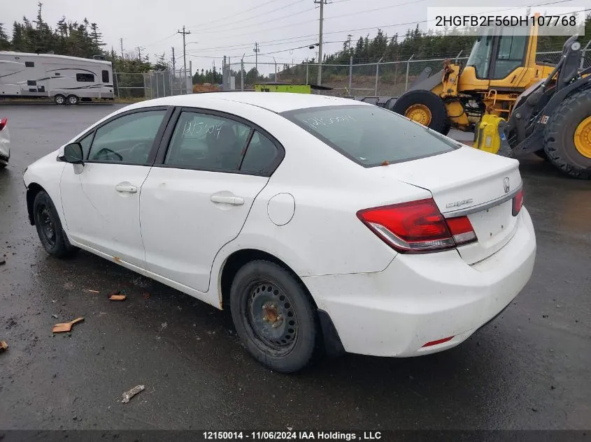 2013 Honda Civic Sdn VIN: 2HGFB2F56DH107768 Lot: 12150014