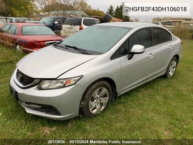 2HGFB2F43DH106018 2013 Honda Civic Lx