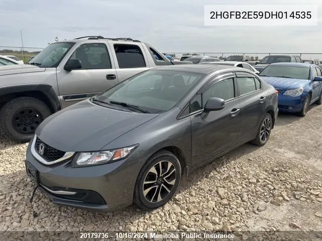 2013 Honda Civic Ex VIN: 2HGFB2E59DH014535 Lot: 20179736