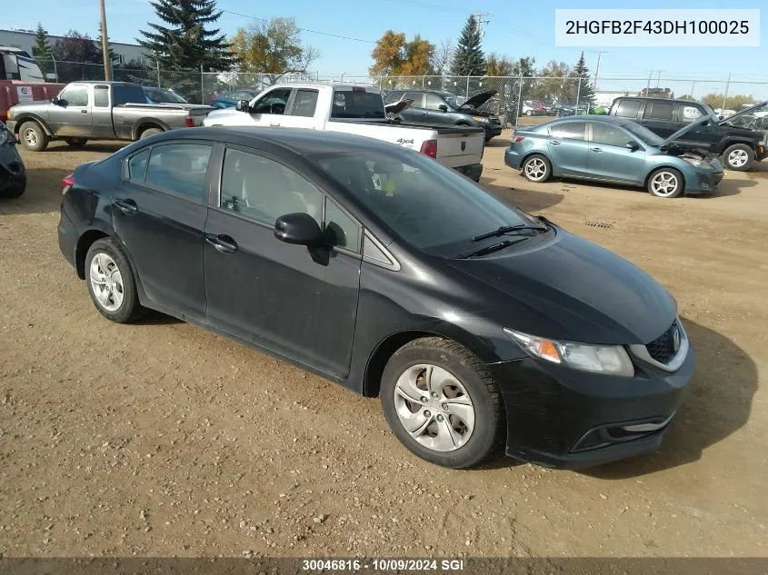 2HGFB2F43DH100025 2013 Honda Civic Lx