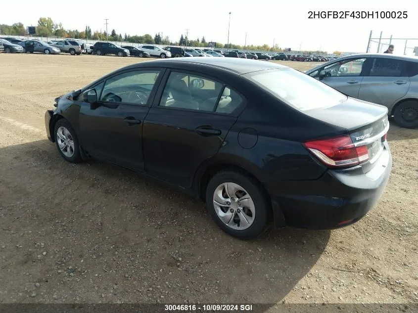 2HGFB2F43DH100025 2013 Honda Civic Lx