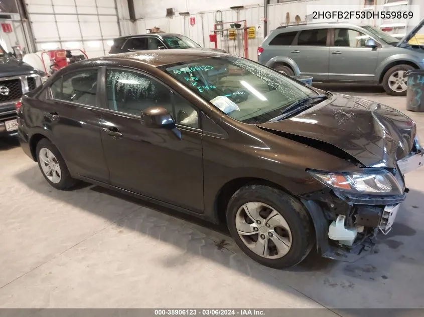 2013 Honda Civic Lx VIN: 2HGFB2F53DH559869 Lot: 38906123