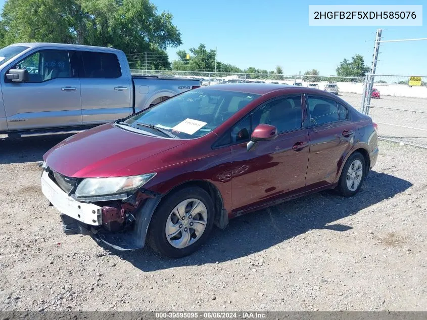 2013 Honda Civic Lx VIN: 2HGFB2F5XDH585076 Lot: 39595095