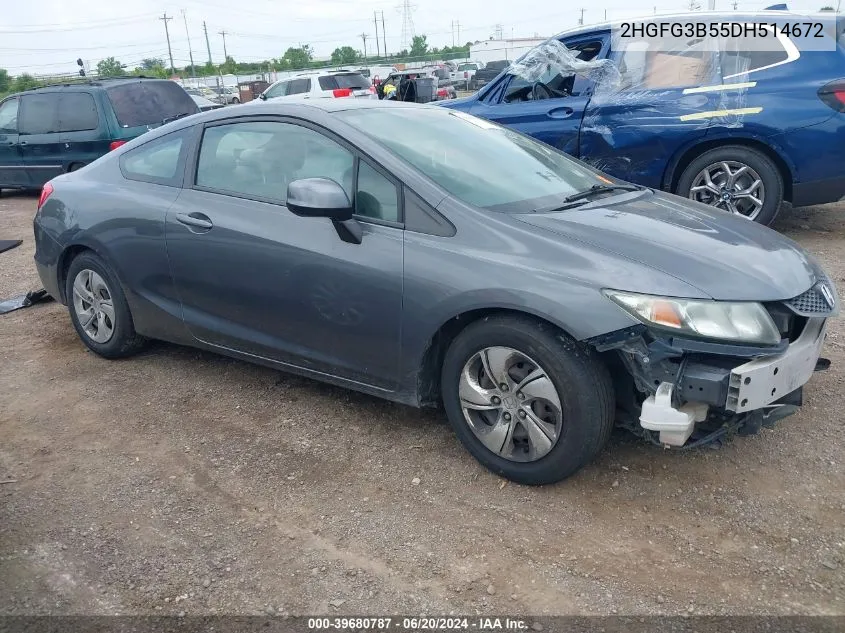 2013 Honda Civic Lx VIN: 2HGFG3B55DH514672 Lot: 39680787