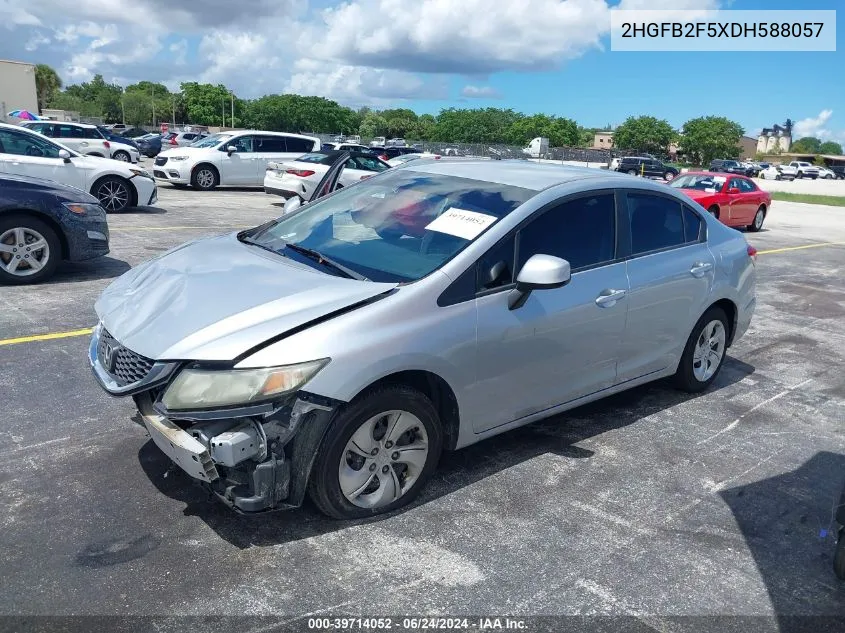 2013 Honda Civic Lx VIN: 2HGFB2F5XDH588057 Lot: 39714052