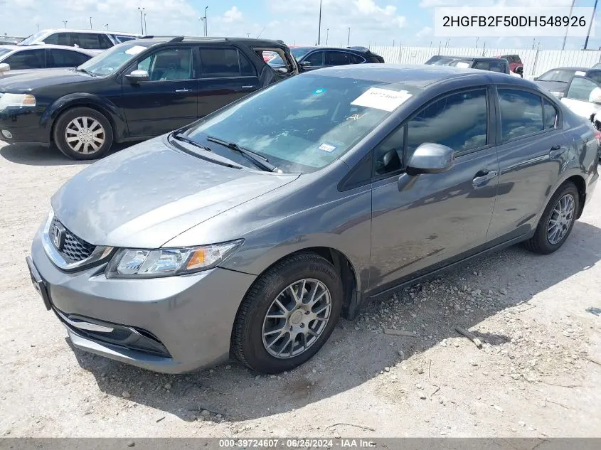 2013 Honda Civic Lx VIN: 2HGFB2F50DH548926 Lot: 39724607