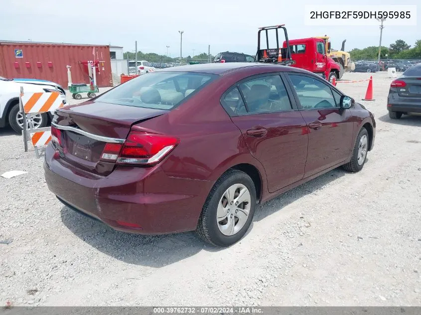 2013 Honda Civic Lx VIN: 2HGFB2F59DH595985 Lot: 39762732