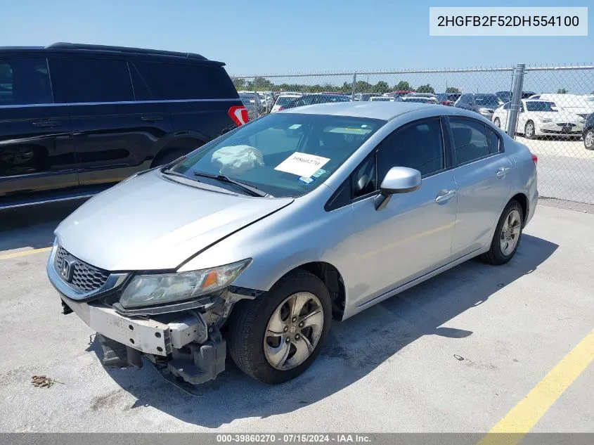 2013 Honda Civic Lx VIN: 2HGFB2F52DH554100 Lot: 39860270