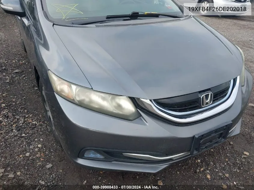 2013 Honda Civic Hybrid VIN: 19XFB4F26DE202018 Lot: 39988433