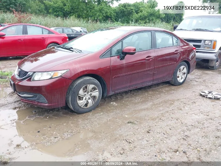 2013 Honda Civic Lx VIN: 19XFB2F5XDE222934 Lot: 40029111