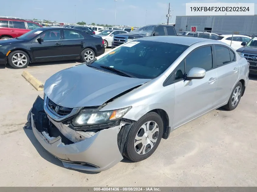 2013 Honda Civic Hybrid VIN: 19XFB4F2XDE202524 Lot: 40041436