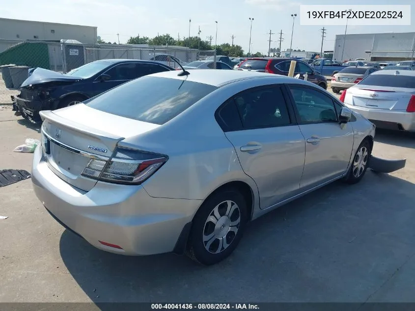 2013 Honda Civic Hybrid VIN: 19XFB4F2XDE202524 Lot: 40041436