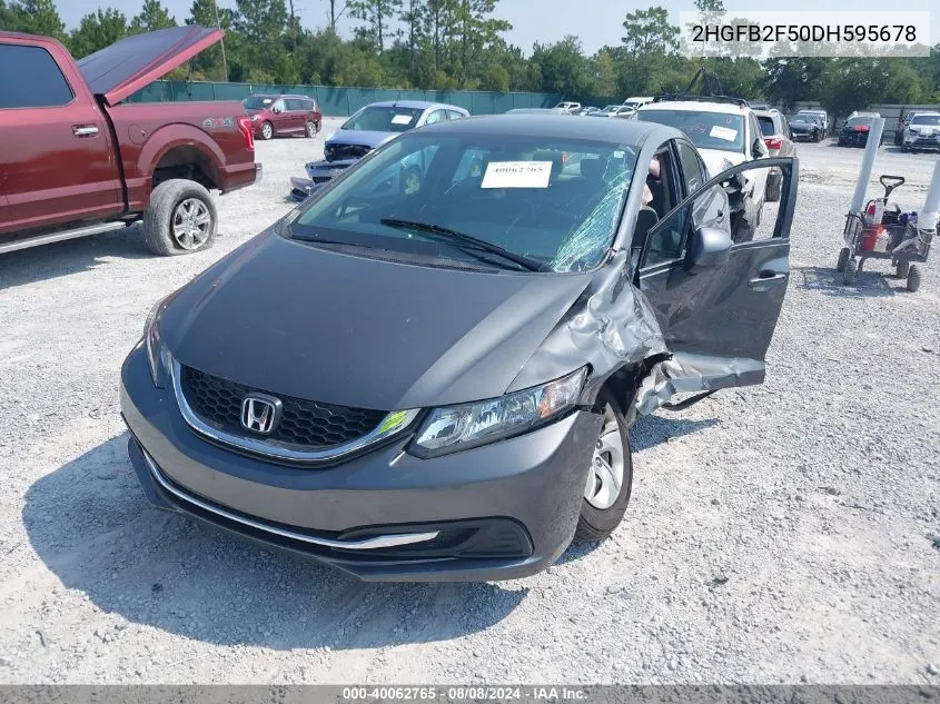 2013 Honda Civic Lx VIN: 2HGFB2F50DH595678 Lot: 40062765