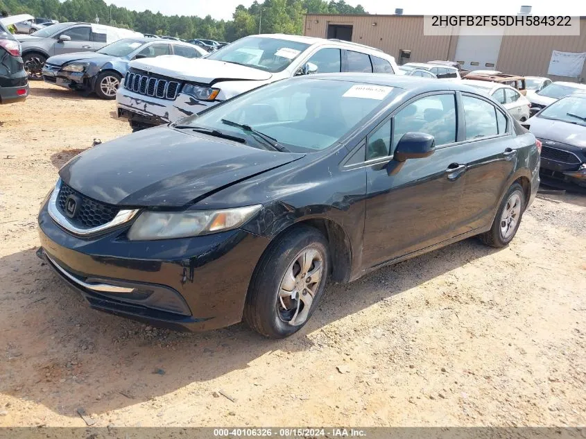 2013 Honda Civic Lx VIN: 2HGFB2F55DH584322 Lot: 40106326