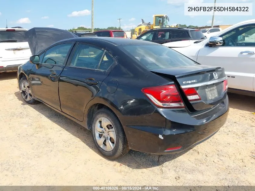 2013 Honda Civic Lx VIN: 2HGFB2F55DH584322 Lot: 40106326