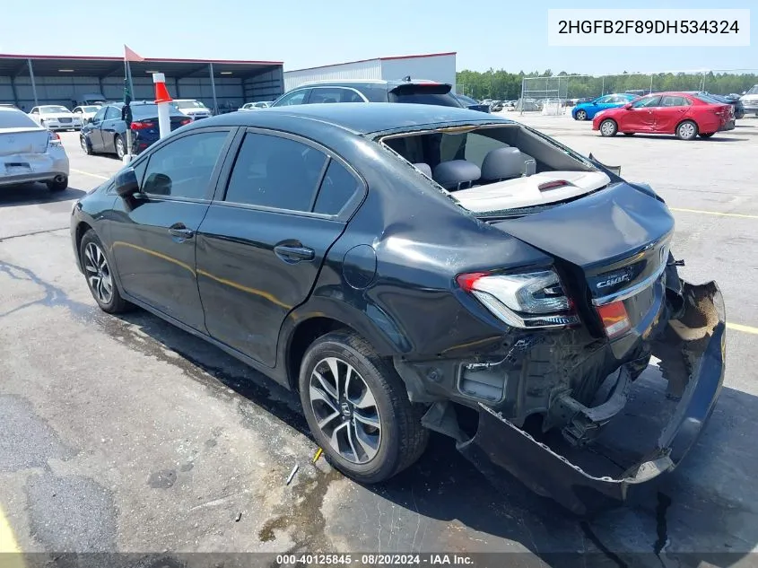 2013 Honda Civic Ex VIN: 2HGFB2F89DH534324 Lot: 40125845