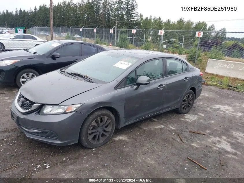 2013 Honda Civic Ex VIN: 19XFB2F85DE251980 Lot: 40181133