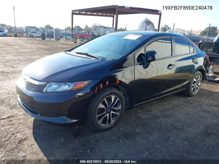 2013 Honda Civic Ex VIN: 19XFB2F89DE240478 Lot: 40215031