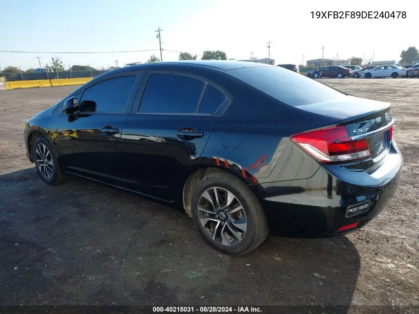 2013 Honda Civic Ex VIN: 19XFB2F89DE240478 Lot: 40215031