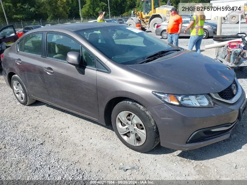 2013 Honda Civic Lx VIN: 2HGFB2F57DH593474 Lot: 40217584