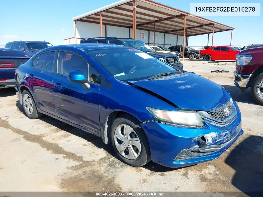 19XFB2F52DE016278 2013 Honda Civic Lx