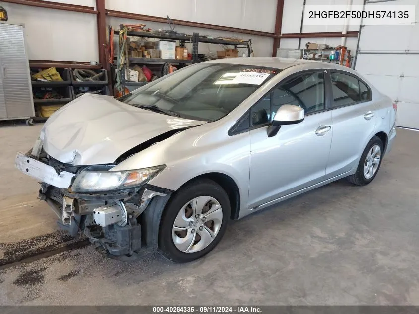 2013 Honda Civic Lx VIN: 2HGFB2F50DH574135 Lot: 40284335