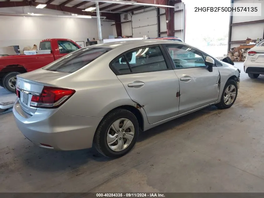 2013 Honda Civic Lx VIN: 2HGFB2F50DH574135 Lot: 40284335