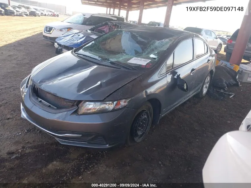 2013 Honda Civic Lx VIN: 19XFB2F59DE097148 Lot: 40291200