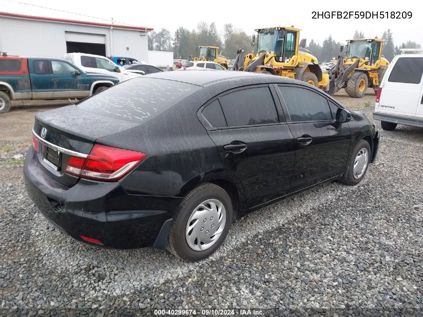 2013 Honda Civic Lx VIN: 2HGFB2F59DH518209 Lot: 40299674