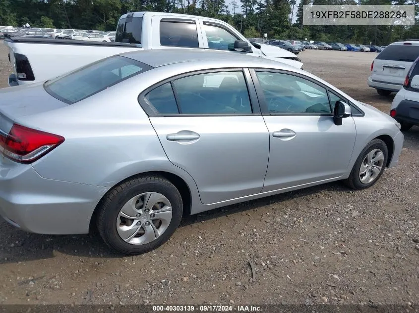 2013 Honda Civic Lx VIN: 19XFB2F58DE288284 Lot: 40303139