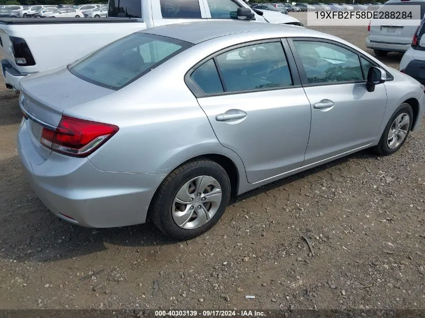 2013 Honda Civic Lx VIN: 19XFB2F58DE288284 Lot: 40303139