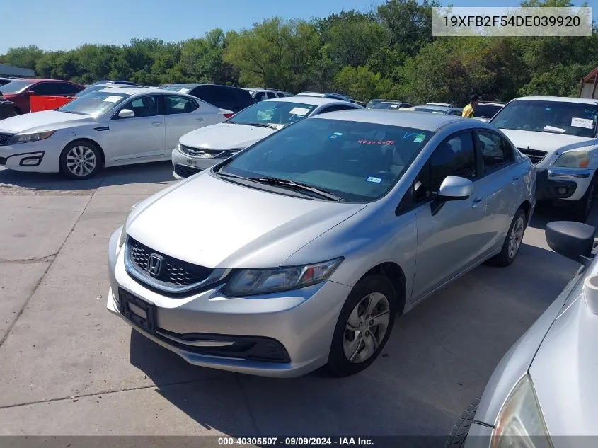 2013 Honda Civic Lx VIN: 19XFB2F54DE039920 Lot: 40305507