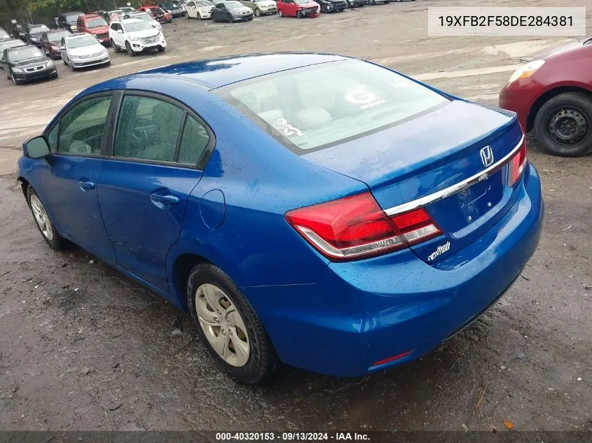 2013 Honda Civic Lx VIN: 19XFB2F58DE284381 Lot: 40320153