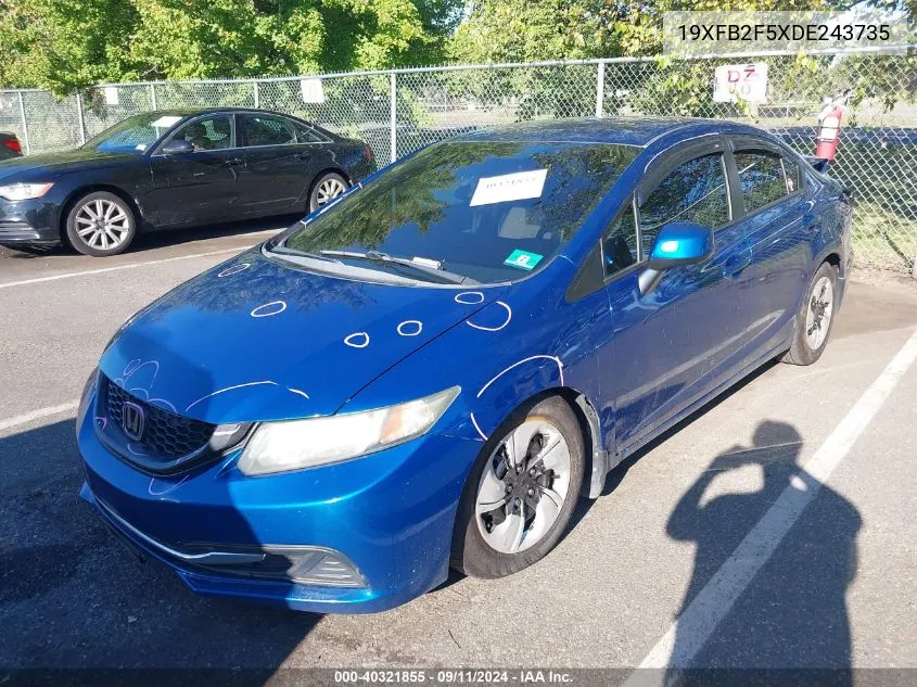 2013 Honda Civic Lx VIN: 19XFB2F5XDE243735 Lot: 40321855