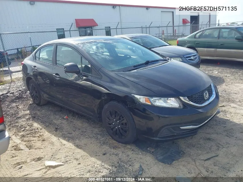 2013 Honda Civic Lx VIN: 2HGFB2F57DH571135 Lot: 40327081