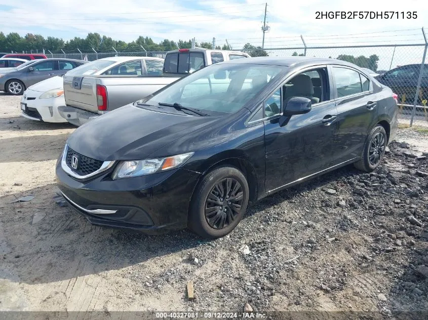 2013 Honda Civic Lx VIN: 2HGFB2F57DH571135 Lot: 40327081