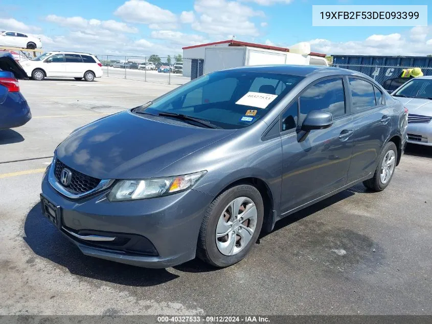 2013 Honda Civic Lx VIN: 19XFB2F53DE093399 Lot: 40327533