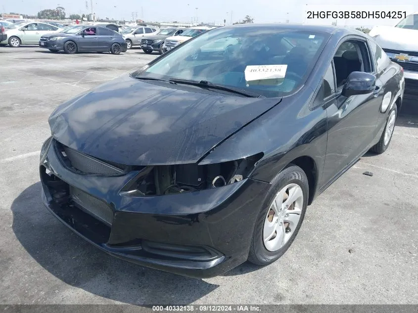 2013 Honda Civic Lx VIN: 2HGFG3B58DH504251 Lot: 40332138