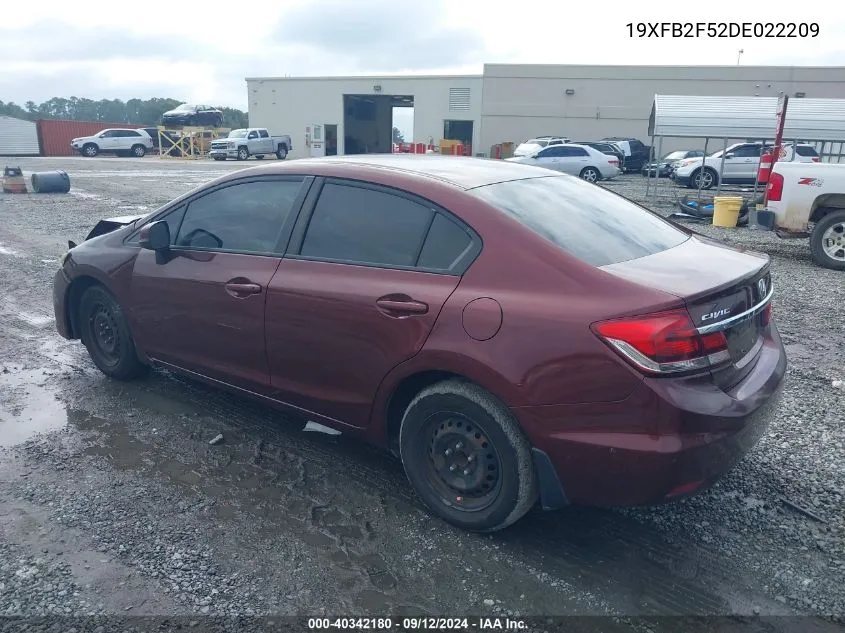 2013 Honda Civic Lx VIN: 19XFB2F52DE022209 Lot: 40342180