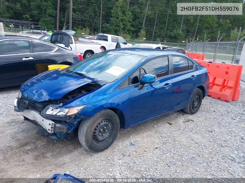 2013 Honda Civic Lx VIN: 2HGFB2F51DH559076 Lot: 40345536