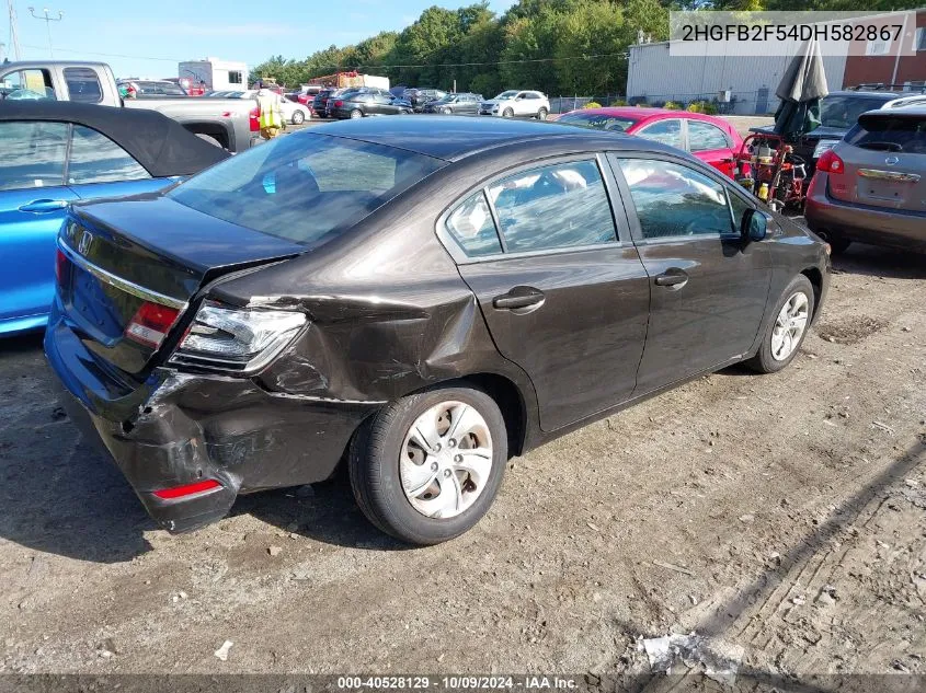 2013 Honda Civic Lx VIN: 2HGFB2F54DH582867 Lot: 40528129